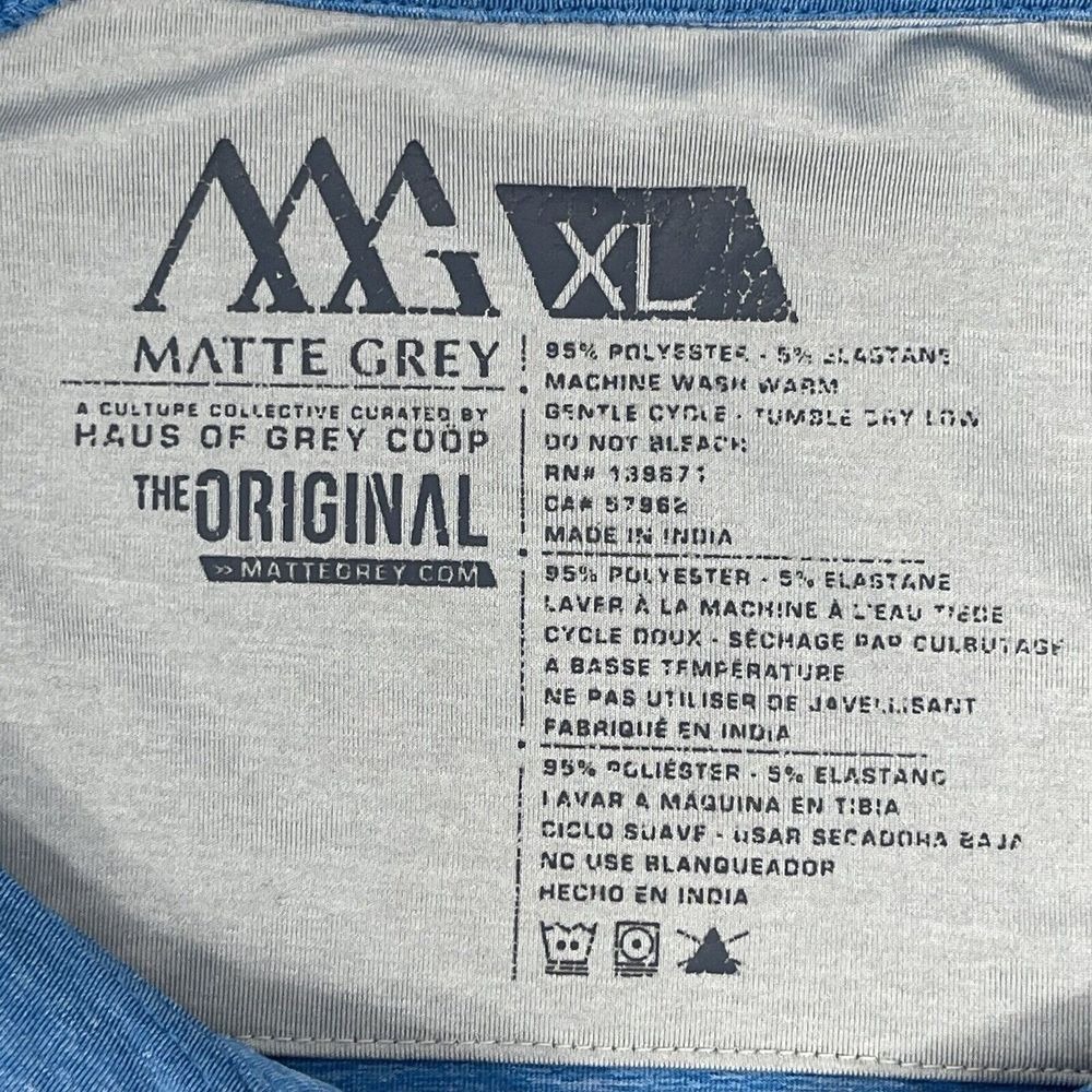 Matte Grey XL Blue Polyester Short Sleeve Men's Golf Polo Shirt - Picture 5 of 7
